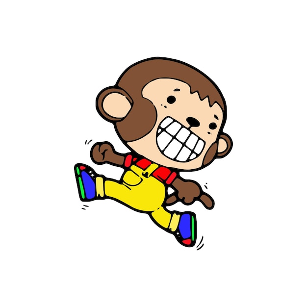 cartoon monkey comic doodle illustration vector isolated on white background