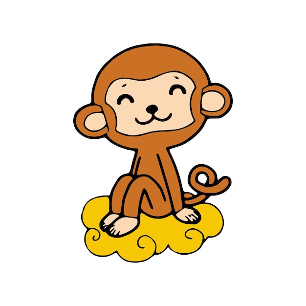cartoon monkey comic doodle illustration vector isolated on white background
