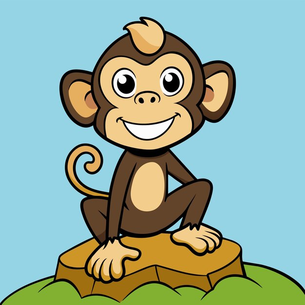 Vector a cartoon of a monkey on a piece of wood