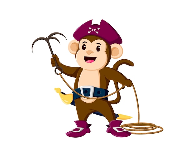 Cartoon monkey pirate jungle animal character