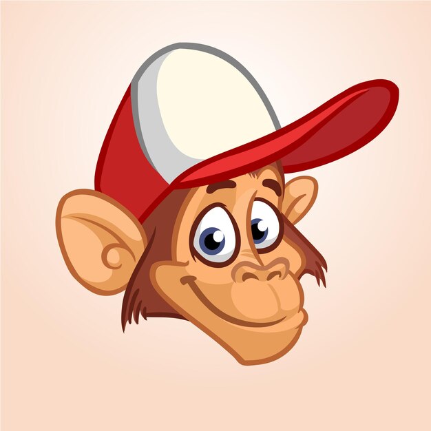 Vector cartoon monkey vector happy monkey head icon illustration isolated