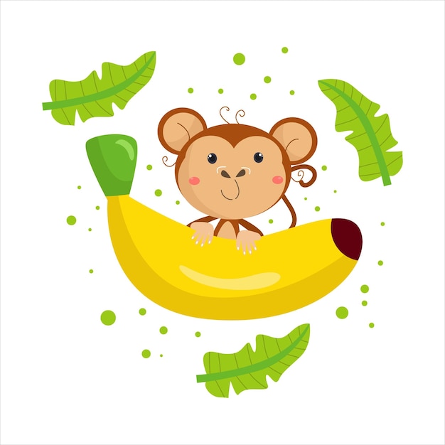 Cartoon monkey vector illustratie karakter geschikt voor kinderkleding ontwerpen