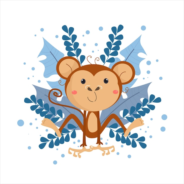 Cartoon Monkey Vector Illustration character suitable for children's clothing designs