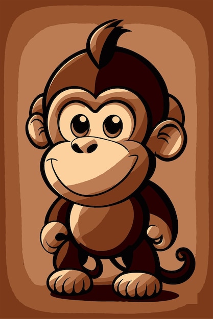 A cartoon of a monkey with a brown background.