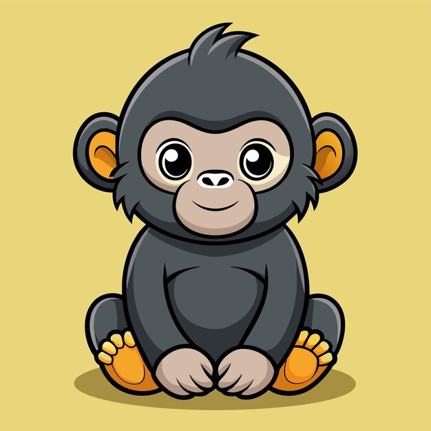 a cartoon of a monkey with a yellow background