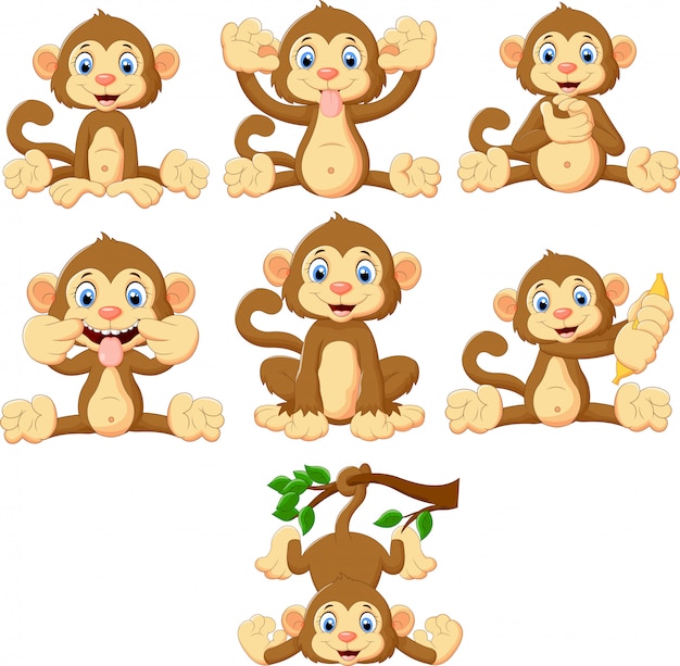 Коллекция мультяшных обезьян
