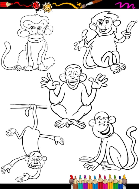 cartoon monkeys coloring book