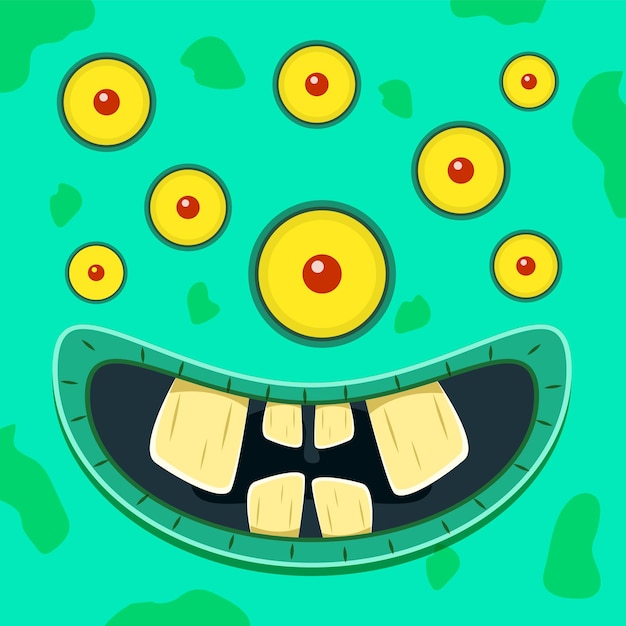 Аватар мультяшного монстра зеленое существо улыбается на белом фоне