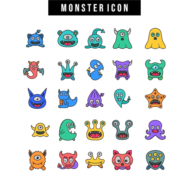 Cartoon monster cute happy monsters halloween vector image