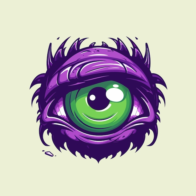 cartoon monster cyclops paars en groen