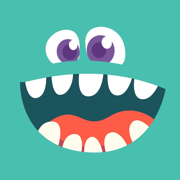 Vector cartoon monster face avatar.  halloween monster