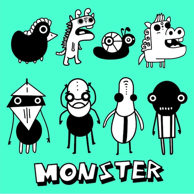 Vector cartoon monster hand draw doodle