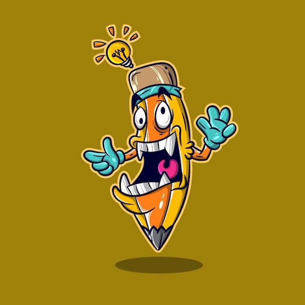 Vector cartoon monster pencil