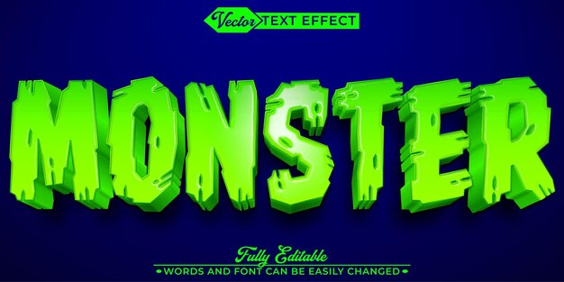 cartoon monster vector editable text effect template
