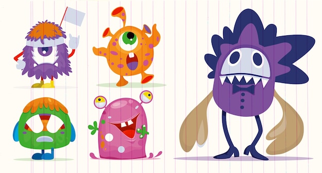 Vector cartoon monsters set for halloween