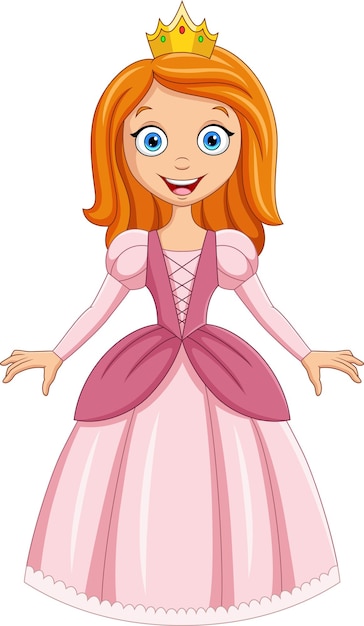 Cartoon mooie prinses in roze jurk