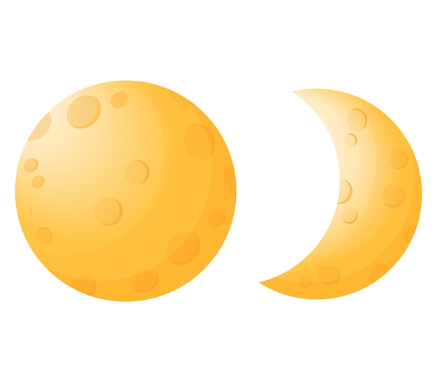 Vector cartoon moon and crescent