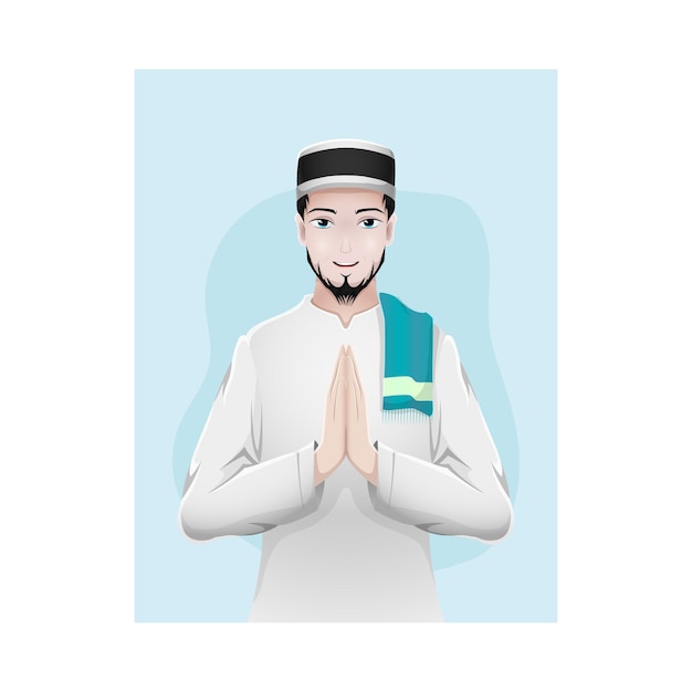 Cartoon moslim man groet salaam
