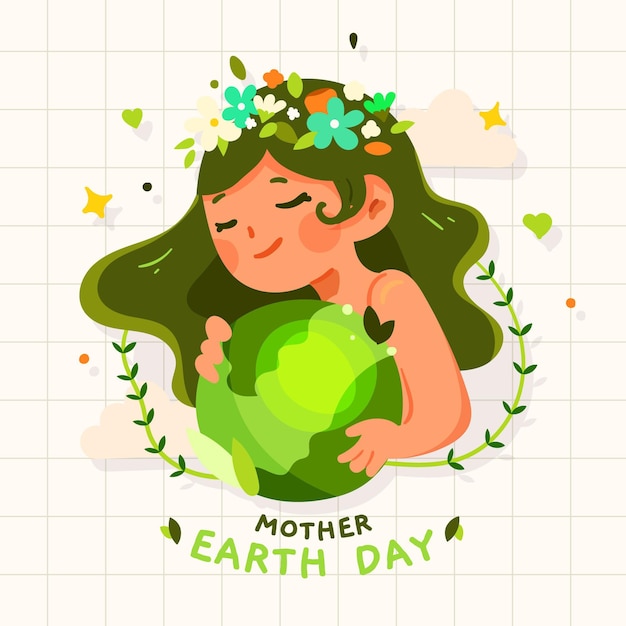 Cartoon mother earth day illustration