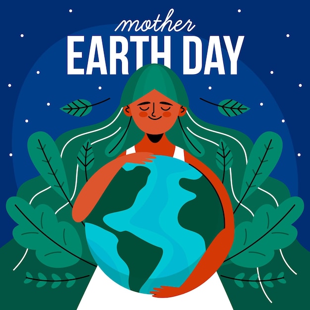 Cartoon mother earth day illustration