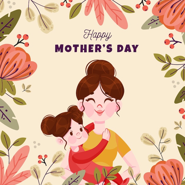 Cartoon mother's day illustration