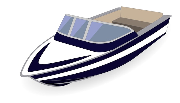 Cartoon motor boat isolated on white vector illustration