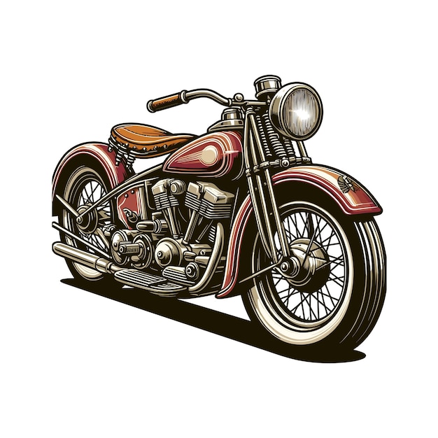 Vector cartoon motorcycle side view in vintage style vector illustration