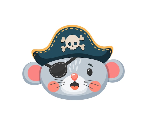Vector cartoon mouse animal pirate and corsair character