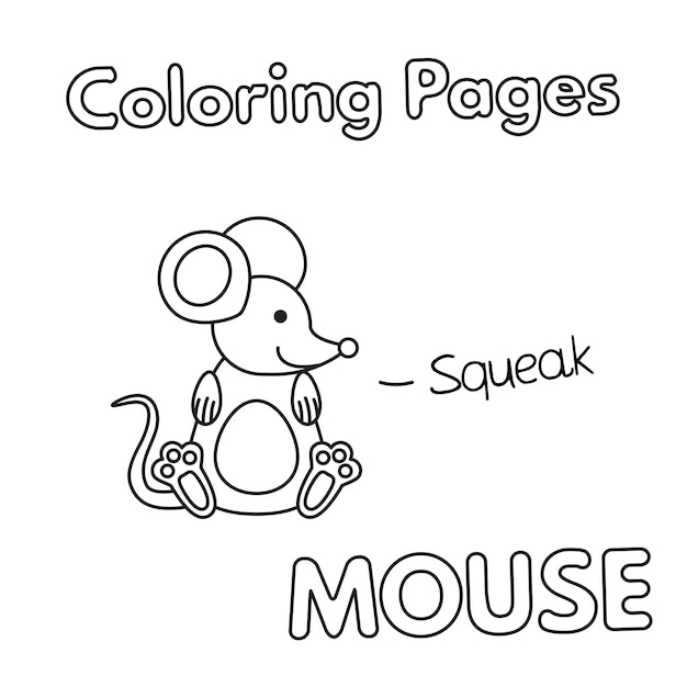 Vector cartoon mouse coloring book