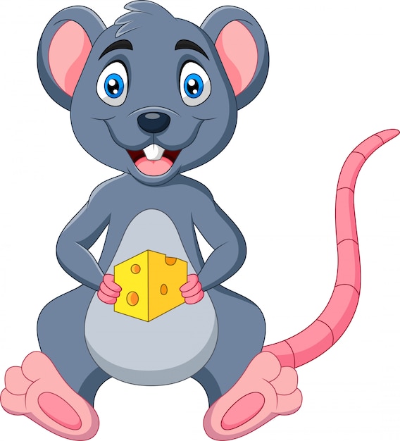 チーズのスライスを保持している漫画のマウス