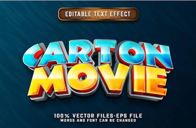 Cartoon movie 3d cartoon text effect premium vectors