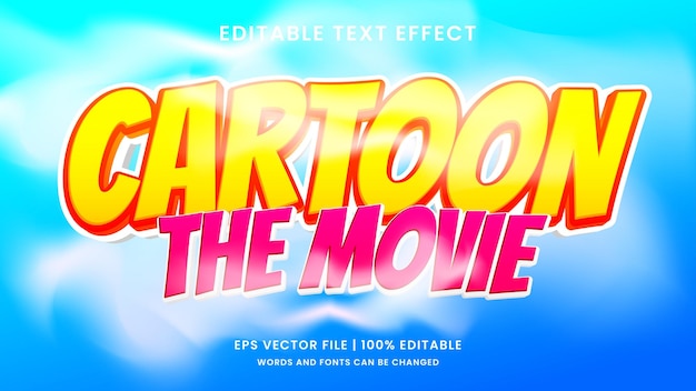 Текстовый эффект мультфильма редактируемый смешной и комический текстовый стиль