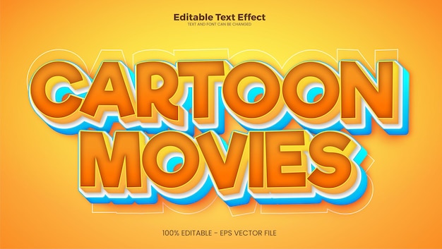 Cartoon Movies editable text effect in modern trend style