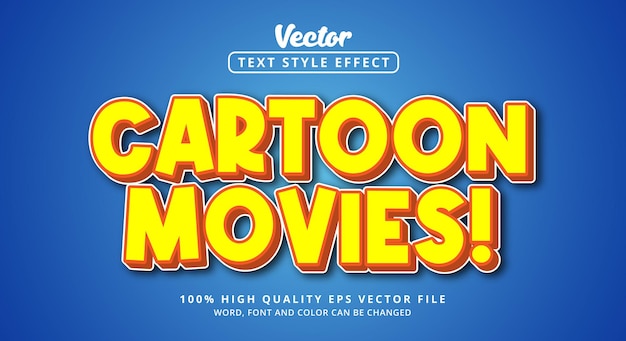 Testo di film di cartoni animati con stile di colore chiaro, effetto di testo modificabile