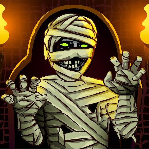 Cartoon mummia vector clip art illustration mummia per halloween egitto