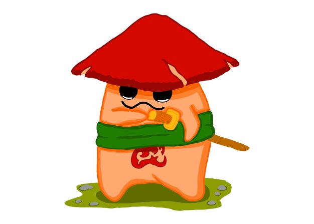 Cartoon Mushroom Samurai Character Vector Sublimation