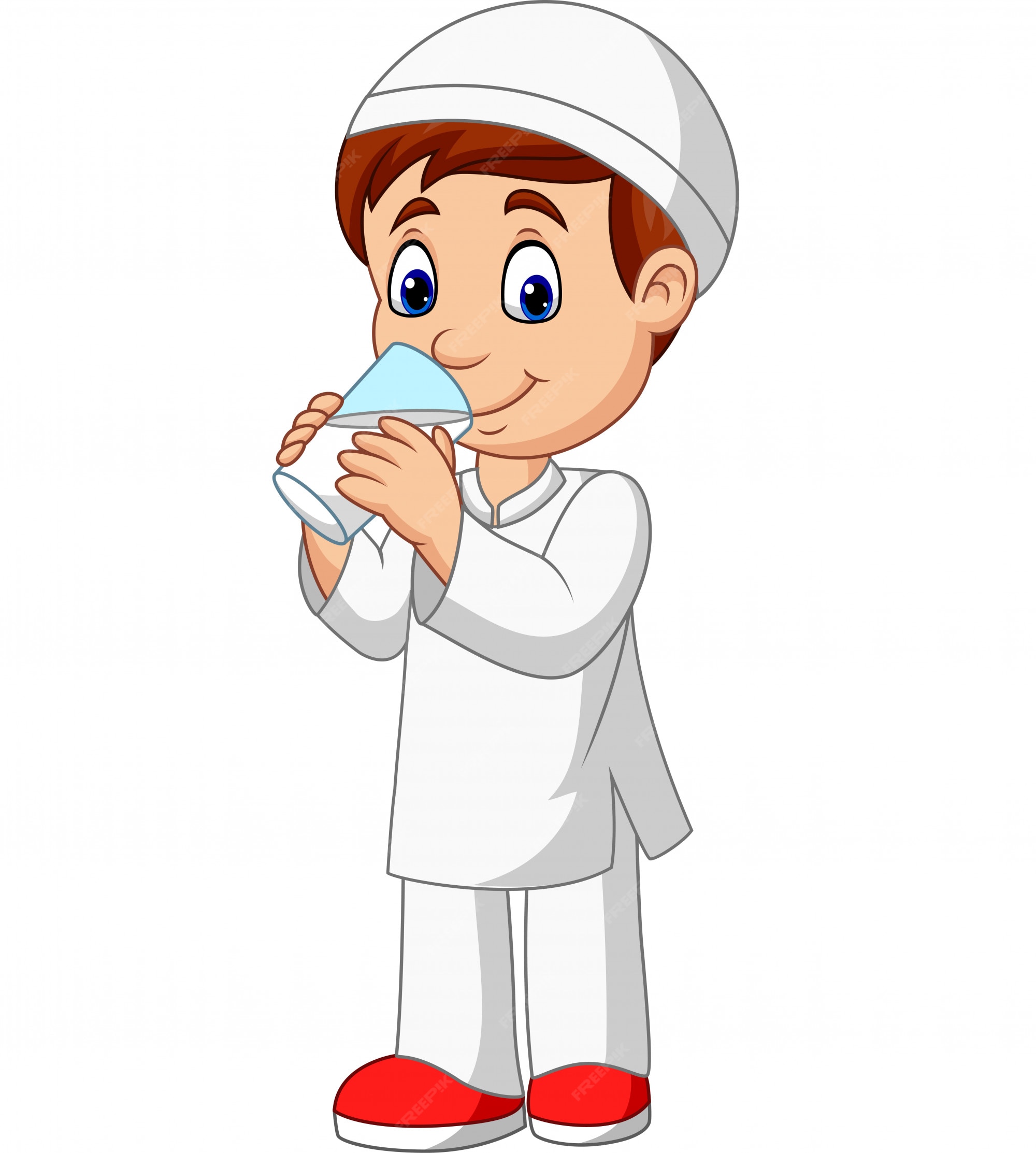 boy drinking water illustration