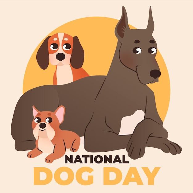 Vector cartoon national dog day illustration