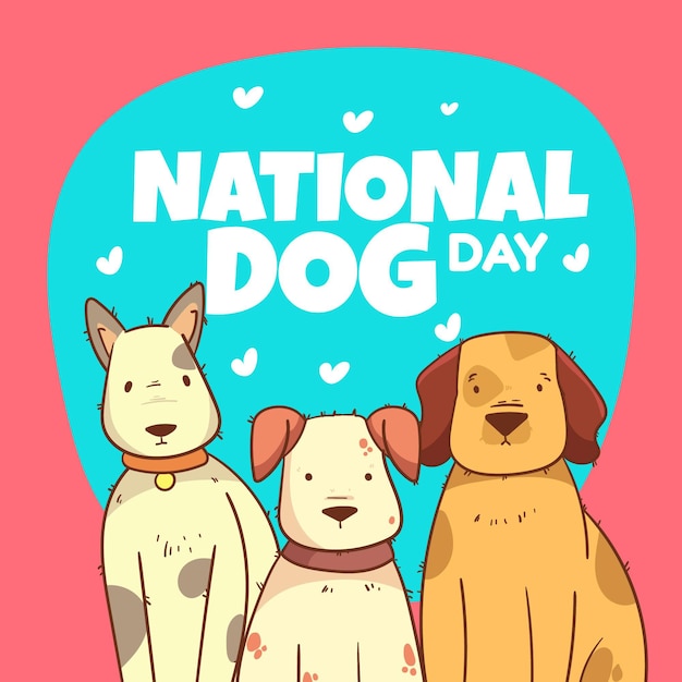 Cartoon national dog day illustration