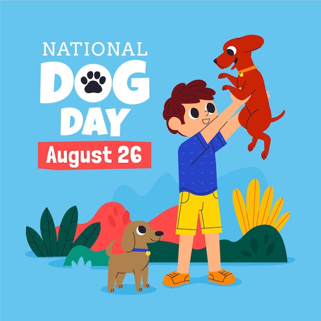 Vector cartoon national dog day illustration