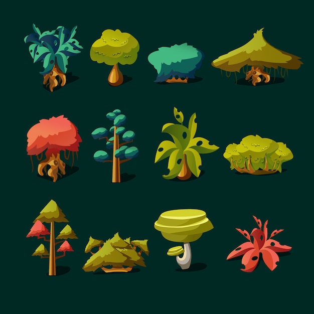 Vector cartoon nature elements