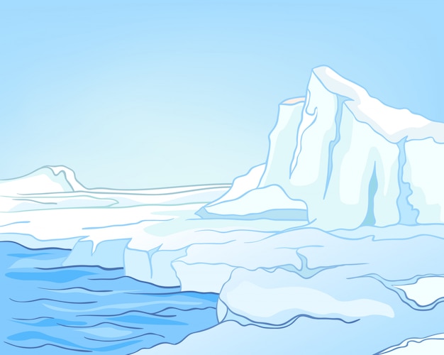 Vector cartoon nature landscape arctic