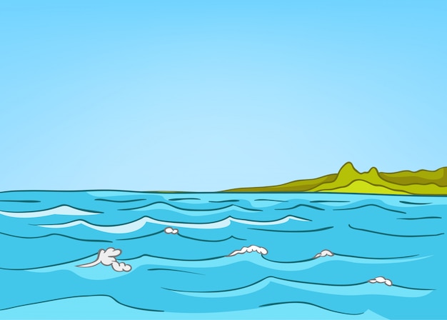 Cartoon nature landscape sea