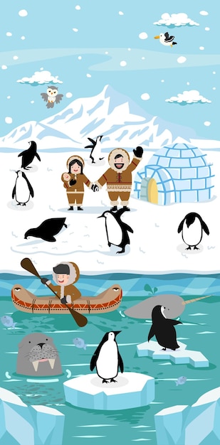 Cartoon nature North pole Arctic background