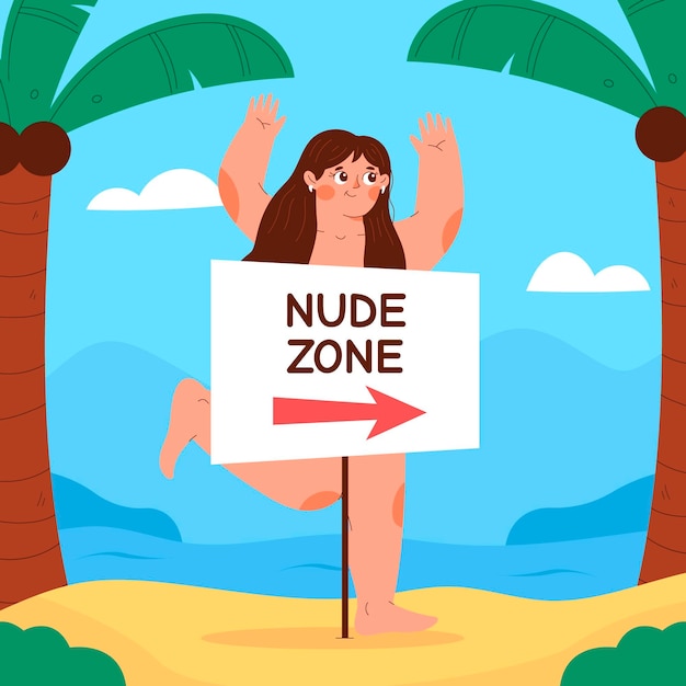 Vector cartoon naturism concept illustrated