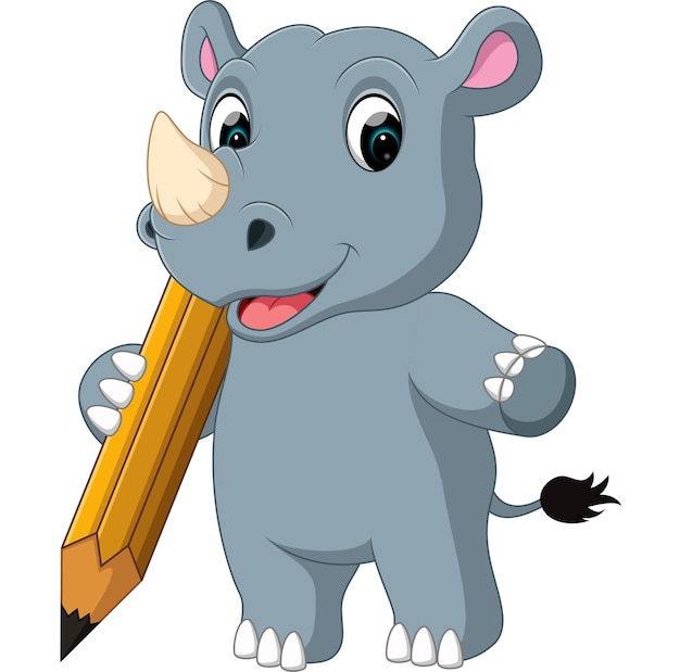 Cartoon neushoorn bedrijf potlood