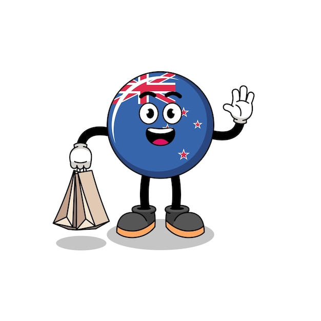 뉴질랜드 국기 쇼핑의 만화