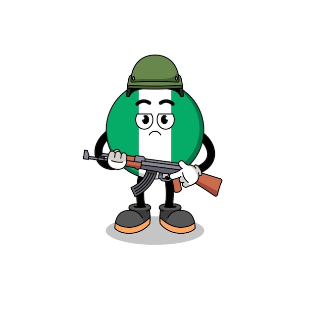 Cartoon of nigeria flag soldier character design