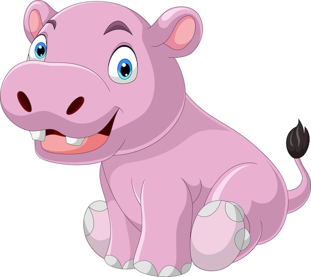 Cartoon nijlpaard zitten