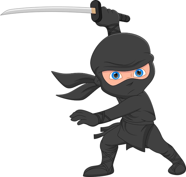 cartoon ninja posing and holding a sword